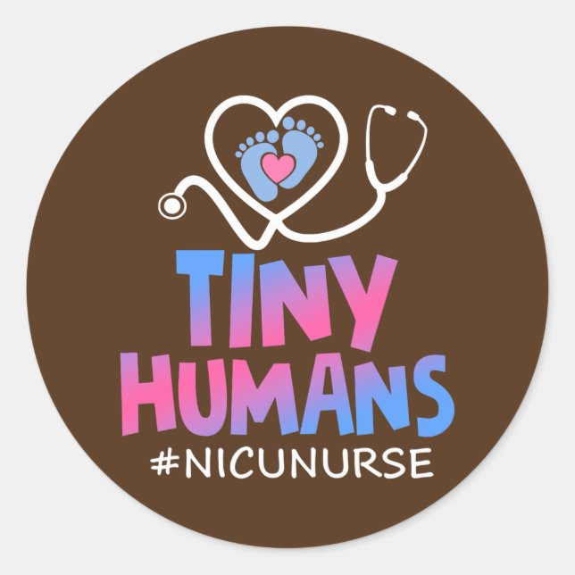 Niedliche Tiny Humans Intensivstation für Neugebor Runder Aufkleber (Vorderseite)
