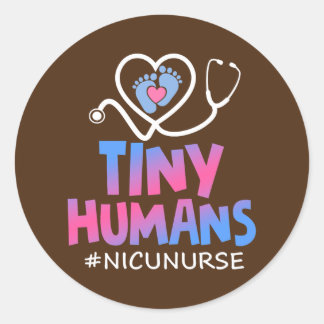 Niedliche Tiny Humans Intensivstation für Neugebor Runder Aufkleber