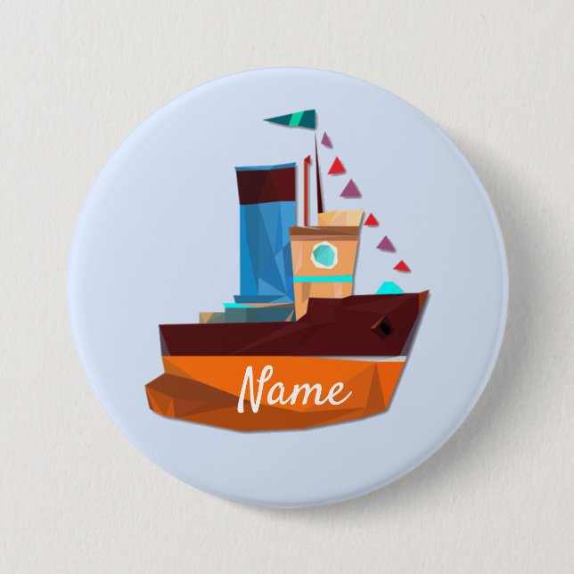 Niedliche Tiny Tugboat Thunder Cove Button (Vorderseite)