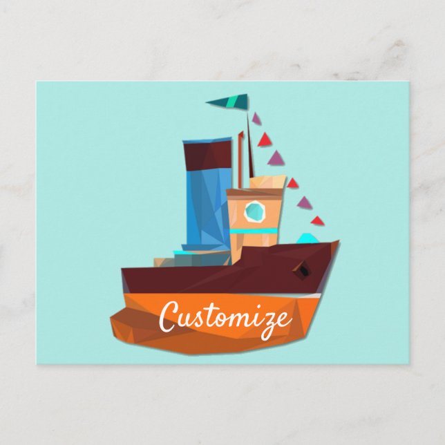 Niedliche Tiny Tugboat Thunder Cove Postkarte (Vorderseite)