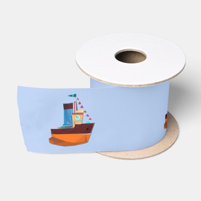 Niedliche Tiny Tugboat Thunder Cove Satinband (Spule)