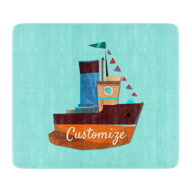 Niedliche Tiny Tugboat Thunder Cove Schneidebrett (Vorderseite)