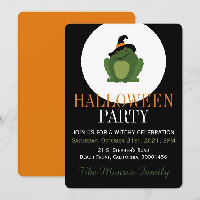 Niedliche Toad, Einladung Halloween-Party (Vorne/Hinten)