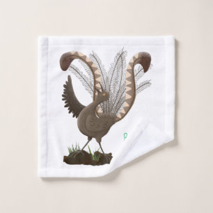 Niedliche tolle lyrebird Cartoon Illustration Badhandtuch Set