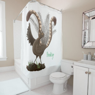 Niedliche tolle lyrebird Cartoon Illustration Duschvorhang