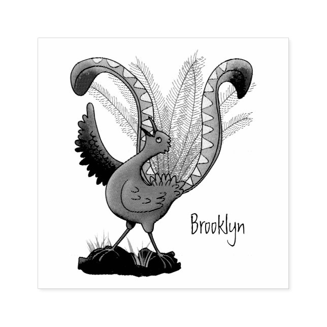 Niedliche tolle lyrebird Cartoon Illustration Gummistempel (Prägung)