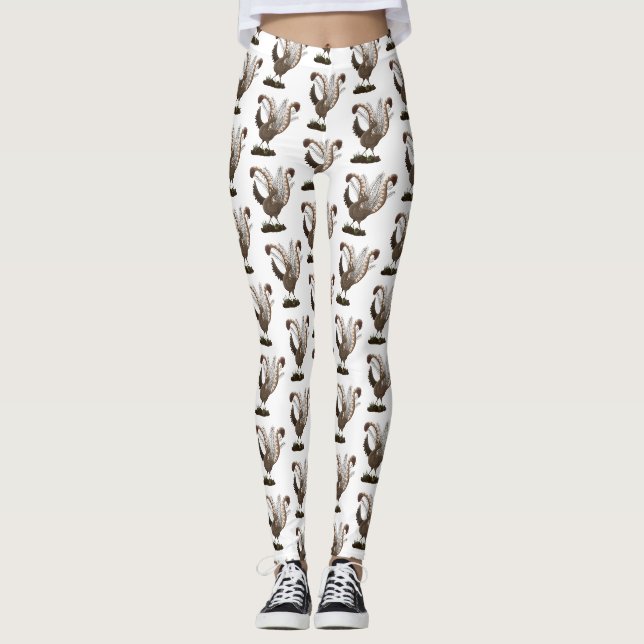 Niedliche tolle lyrebird Cartoon Illustration Leggings (Vorderseite)