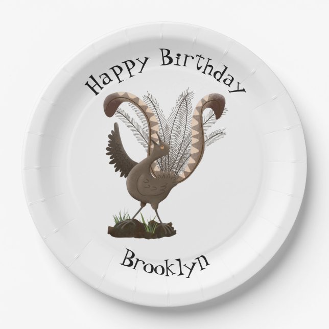 Niedliche tolle lyrebird Cartoon Illustration Pappteller (Vorderseite)