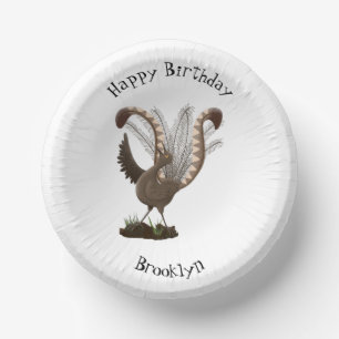 Niedliche tolle lyrebird Cartoon Illustration Pappteller