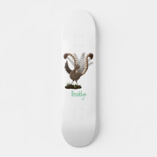 Niedliche tolle lyrebird Cartoon Illustration Skateboard
