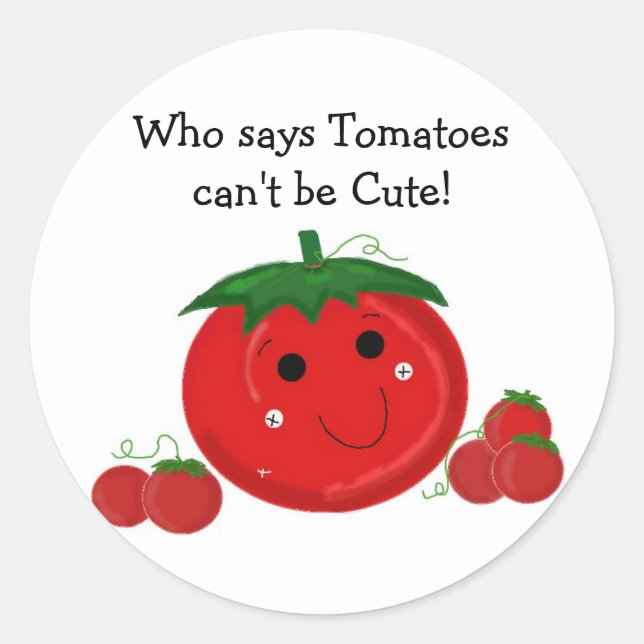 Niedliche Tomaten Runder Aufkleber (Vorderseite)