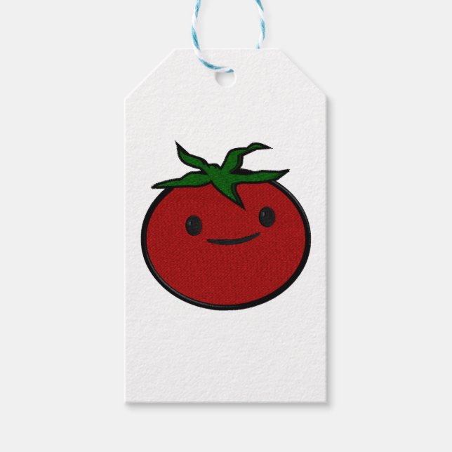 Niedliche Tomatenstickerei Geschenkanhänger (Vorderseite)
