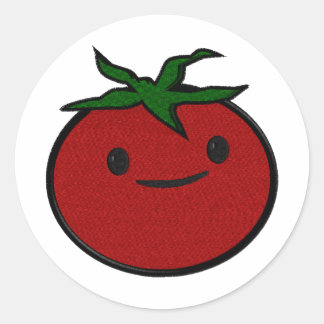 Niedliche Tomatenstickerei Runder Aufkleber