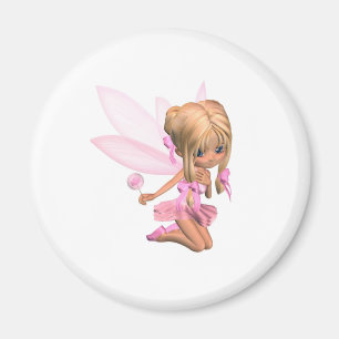 Niedliche Toon-Ballerina-Fee im Rosa - kniend Magnet