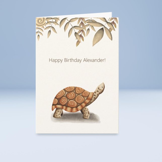 Niedliche Tortoise Brown Personalisiert Geburtstag Karte (Von Creator hochgeladen)