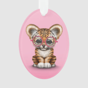 Niedliche tragende Gläser Baby-Tiger-CUBs auf Ros Ornament