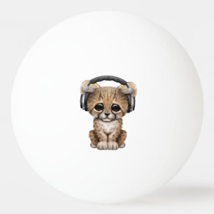 Niedliche tragende Kopfhörer Cheetah-CUBs DJ Tischtennisball
