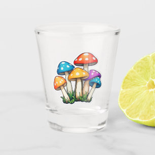 Niedliche, transparente Darstellung des Pilzes Schnapsglas