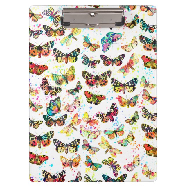 Niedliche trendige Aquarell-Spritzer Schmetterling Klemmbrett (Vorderseite)