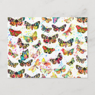 Niedliche trendige Aquarell-Spritzer Schmetterling Postkarte