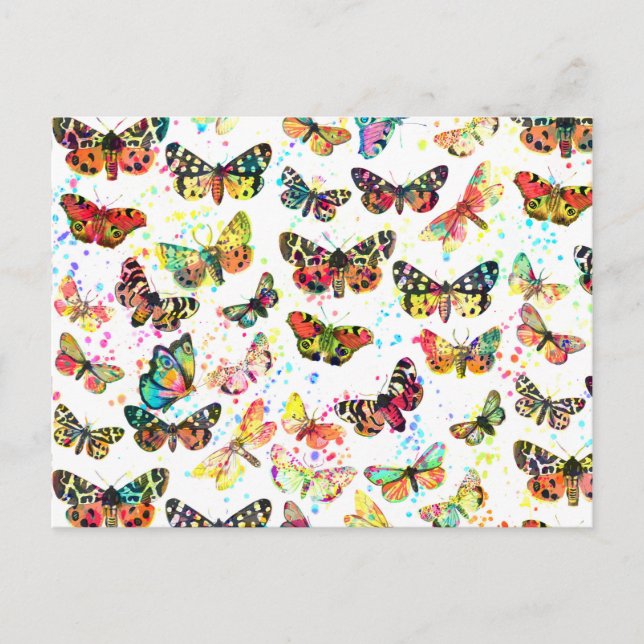 Niedliche trendige Aquarell-Spritzer Schmetterling Postkarte (Vorderseite)