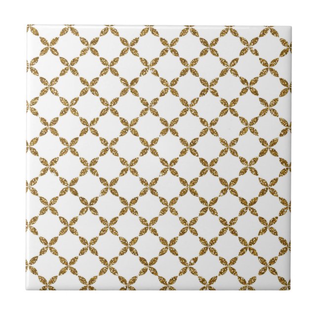 Niedliche trendige florale Imitate Gold Glitzer Mu Fliese (Vorderseite)