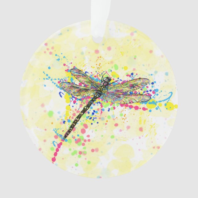 Niedliche trendige gürtelfarbene Spritzer Dragonfl Ornament (Vorderseite)