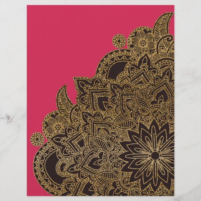 Niedliche trendige Imitate Gold Glitzer Blume Henn Flyer (Vorne)