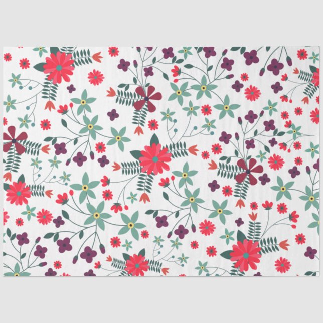 Niedliche trendige romantische Blumenmuster Seidenpapier (Vorderseite)