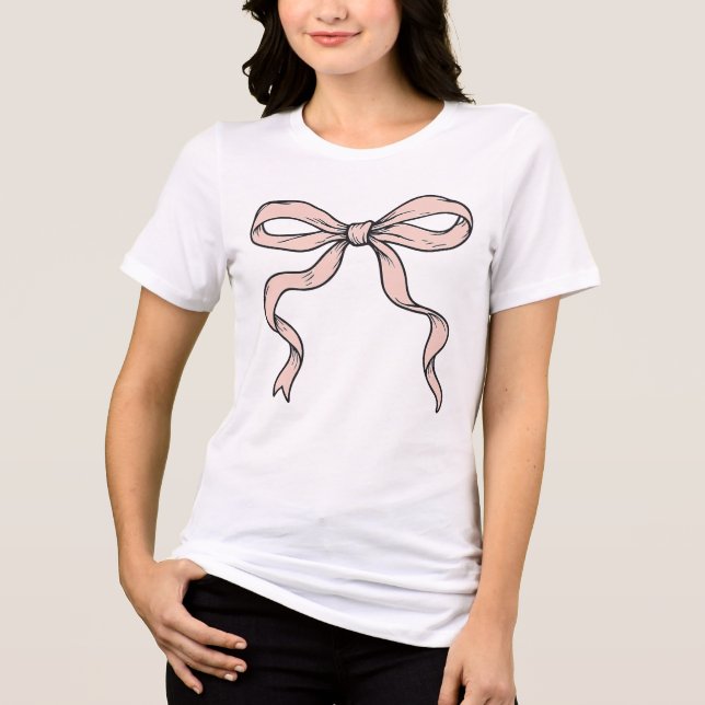 Niedliche, trendige rosafarbene Bogen in schwarz Tri-Blend Shirt (Vorderseite)