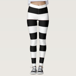 Niedliche, trendige Schwarz-Weiß-Streifen für Frau Leggings