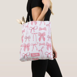 Niedliche Trendrosa Bow Ästhetische Print Coquette Tasche