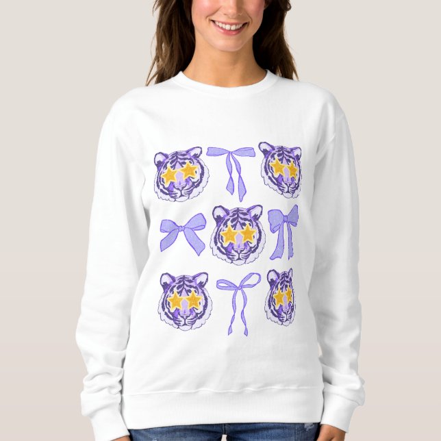 Niedliche trendy Coquette Bows und Tigers Louisian Sweatshirt (Vorderseite)