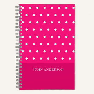 Niedliche Trendy Girly Hot Pink Polka Dots Custom Notizbuch
