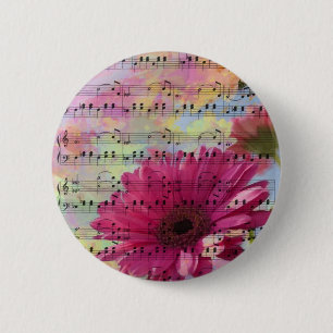 Niedliche trendy girly Wasserfarben Gerbera-Blumen Button