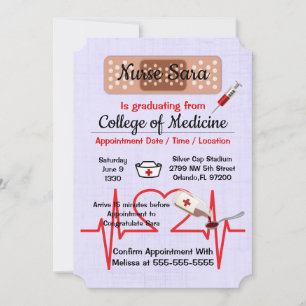 Niedliche trendy Medical Nursing School Graduate Einladung