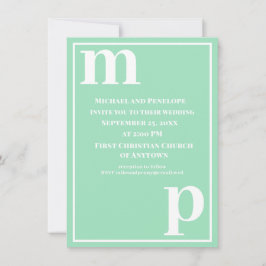 Niedliche trendy Monogram Sea Foam Green Wedding Einladung