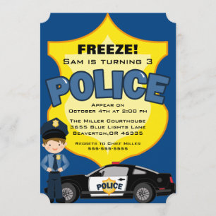 Niedliche Trendy Police Car Geburtstag Einladung