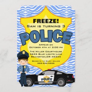 Niedliche Trendy Police Car Geburtstagseinladung Einladung
