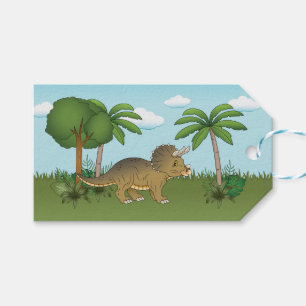 Niedliche Triceratops Dinosaur Tropischer Palmenba Geschenkanhänger