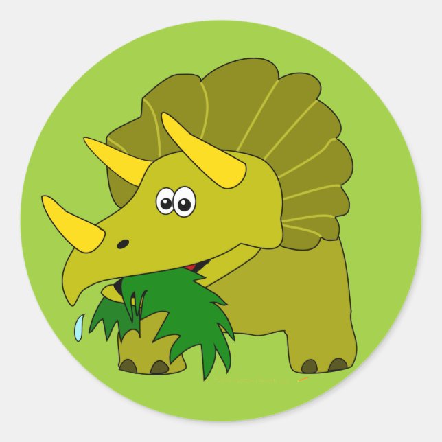 Niedliche Triceratops Dinosaurier Kinder Coole Ges Runder Aufkleber (Vorderseite)
