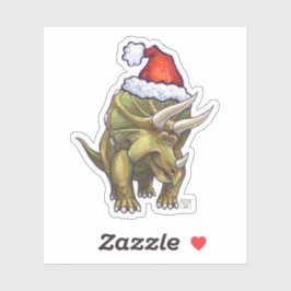 Niedliche Triceratops in Weihnachtsmannmütze Aufkleber