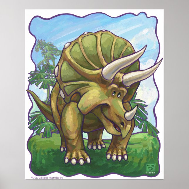 Niedliche Triceratops Kunst Geschenke und Zubehör Poster (Vorne)