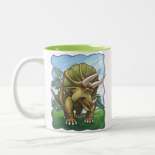 Niedliche Triceratops Leiter und Schwanz Zweifarbige Tasse (Links)