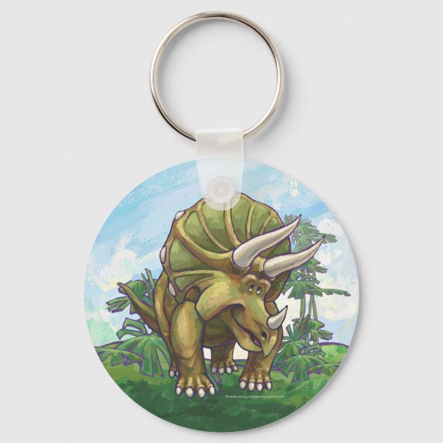 Niedliche Tricerops Kunst Schlüsselanhänger (Vorderseite)