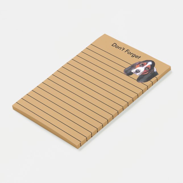 Niedliche Tricolor Basset Hoppy Post-it Klebezettel (angewinkelt)