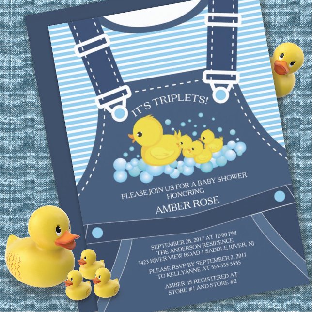 Niedliche TRIPLETS Ducks Kinderdusche Einladung (Von Creator hochgeladen)