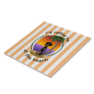 Niedliche Tropical Island Beach Dackel (schwarz & Fliese