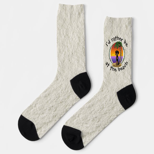 Niedliche Tropical Island Beach Dackel (schwarz &  Socken (Linkes Detail)