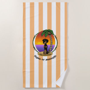 Niedliche Tropical Island Beach Dackel (schwarz &  Strandtuch